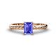 1 - Leona Bold 8x6 mm Emerald Cut Tanzanite Solitaire Rope Engagement Ring 