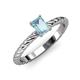3 - Leona Bold 8x6 mm Emerald Cut Aquamarine Solitaire Rope Engagement Ring 