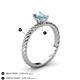 4 - Leona Bold 8x6 mm Emerald Cut Aquamarine Solitaire Rope Engagement Ring 