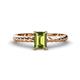 1 - Leona Bold 8x6 mm Emerald Cut Peridot Solitaire Rope Engagement Ring 