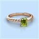 2 - Leona Bold 8x6 mm Emerald Cut Peridot Solitaire Rope Engagement Ring 