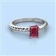 2 - Leona Bold 8x6 mm Emerald Cut Rhodolite Garnet Solitaire Rope Engagement Ring 