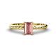 1 - Leona Bold 8x6 mm Emerald Cut Morganite Solitaire Rope Engagement Ring 