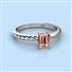 2 - Leona Bold 8x6 mm Emerald Cut Morganite Solitaire Rope Engagement Ring 