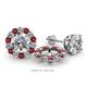 1 - Serena 2.00 mm Round Red Garnet and Diamond Jacket Earrings 