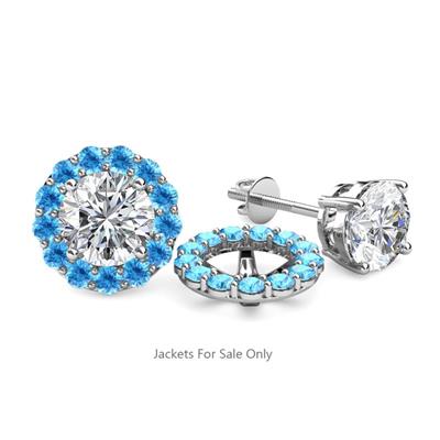 Serena ctw Round Blue Topaz Jackets Earrings