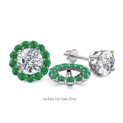 Serena ctw Round Emerald Jackets Earrings