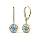 1 - Lillac Iris Round Blue Topaz and Baguette Diamond Halo Dangling Earrings 