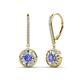 1 - Lillac Iris Round Tanzanite and Baguette Diamond Halo Dangling Earrings 
