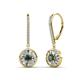 1 - Lillac Iris Round Created Alexandrite and Baguette Diamond Halo Dangling Earrings 