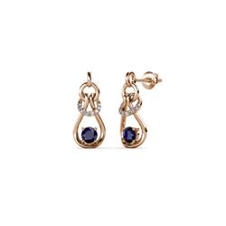 Lamisa Blue Sapphire and Diamond Love Knot Dangling Earrings Blue Sapphire and Diamond ctw Womens Love Knot Dangling Earrings K Rose Gold