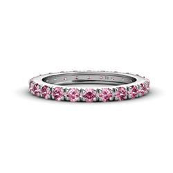 Gracie ctw Pink Tourmaline Women Eternity Band ctw Pink Tourmaline French Set Womens Eternity Ring Stackable in K White Gold
