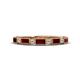 1 - Kelli 1.02 ctw Baguette Shape Red Garnet and Round Diamond Milgrain Wedding Band 