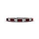 1 - Kelli 1.02 ctw Baguette Shape Red Garnet and Round Diamond Milgrain Wedding Band 