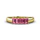 1 - Melina 5x3 mm Emerald Cut Pink Tourmaline 5 Stone Thick Shank Wedding Band 