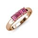 3 - Melina 5x3 mm Emerald Cut Pink Tourmaline 5 Stone Thick Shank Wedding Band 