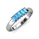 3 - Melina 5x3 mm Emerald Cut Blue Topaz 5 Stone Thick Shank Wedding Band 