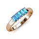 3 - Melina 5x3 mm Emerald Cut Blue Topaz 5 Stone Thick Shank Wedding Band 