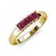 3 - Melina 5x3 mm Emerald Cut Rhodolite Garnet 5 Stone Thick Shank Wedding Band 