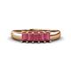 1 - Melina 5x3 mm Emerald Cut Rhodolite Garnet 5 Stone Thick Shank Wedding Band 