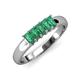 3 - Melina 5x3 mm Emerald Cut Emerald 5 Stone Thick Shank Wedding Band 