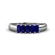 1 - Melina 5x3 mm Emerald Cut Blue Sapphire 5 Stone Thick Shank Wedding Band 