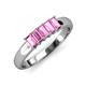 3 - Melina 5x3 mm Emerald Cut Pink Sapphire 5 Stone Thick Shank Wedding Band 