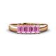 1 - Melina 5x3 mm Emerald Cut Pink Sapphire 5 Stone Thick Shank Wedding Band 