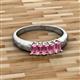 2 - Melina 5x3 mm Emerald Cut Pink Tourmaline 5 Stone Thick Shank Wedding Band 