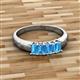 2 - Melina 5x3 mm Emerald Cut Blue Topaz 5 Stone Thick Shank Wedding Band 