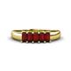 1 - Melina 5x3 mm Emerald Cut Red Garnet 5 Stone Thick Shank Wedding Band 