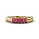 1 - Melina 5x3 mm Emerald Cut Rhodolite Garnet 5 Stone Thick Shank Wedding Band 