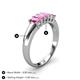 4 - Melina 5x3 mm Emerald Cut Pink Sapphire 5 Stone Thick Shank Wedding Band 