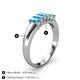 4 - Melina 5x3 mm Emerald Cut Blue Topaz 5 Stone Thick Shank Wedding Band 