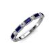 3 - kelli Baguette Blue Sapphire and Round Lab Grown Diamond Milgrain 11 Stone Wedding Band 