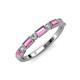 3 - kelli Baguette Pink Sapphire and Round Lab Grown Diamond Milgrain 11 Stone Wedding Band 