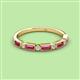 2 - kelli Baguette Pink Tourmaline and Round Lab Grown Diamond Milgrain 11 Stone Wedding Band 