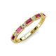 3 - kelli Baguette Pink Tourmaline and Round Lab Grown Diamond Milgrain 11 Stone Wedding Band 