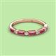 2 - kelli Baguette Pink Tourmaline and Round Lab Grown Diamond Milgrain 11 Stone Wedding Band 