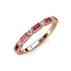 3 - kelli Baguette Pink Tourmaline and Round Lab Grown Diamond Milgrain 11 Stone Wedding Band 