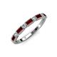 3 - kelli Baguette Red Garnet and Round Lab Grown Diamond Milgrain 11 Stone Wedding Band 