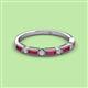 2 - kelli Baguette Rhodolite Garnet and Round Lab Grown Diamond Milgrain 11 Stone Wedding Band 