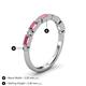 4 - kelli Baguette Pink Tourmaline and Round Lab Grown Diamond Milgrain 11 Stone Wedding Band 