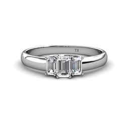 Sharon x Emerald Cut Diamond Trellis Three Stone Engagement Ring Emerald Cut x Diamond ctw Trellis Three Stone Engagement Ring Platinum