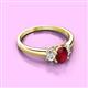 2 - Gemma 7x5 mm Oval Cut Ruby and Diamond Trellis Three Stone Engagement Ring 