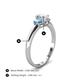 4 - Gemma 7x5 mm Oval Cut Diamond and Blue Topaz Trellis Three Stone Engagement Ring 