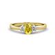 1 - Gemma 7x5 mm Oval Cut Yellow Sapphire and Lab Grown Diamond Trellis Three Stone Engagement Ring 