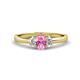 1 - Gemma 7x5 mm Oval Cut Pink Sapphire and Lab Grown Diamond Trellis Three Stone Engagement Ring 