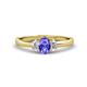 1 - Gemma 7x5 mm Oval Cut Tanzanite and Lab Grown Diamond Trellis Three Stone Engagement Ring 