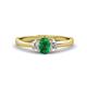 1 - Gemma 7x5 mm Oval Cut Emerald and Lab Grown Diamond Trellis Three Stone Engagement Ring 